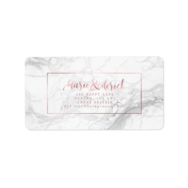 Etiqueta Rosa de Fax PixDezines Dourado+Marble+DIY em Segun (Frente)