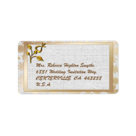 Etiqueta Rosa Dourado Floral e Linen Wedding