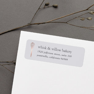 Etiqueta Rosa Dourado Whisk Bakery Endereço de devolução