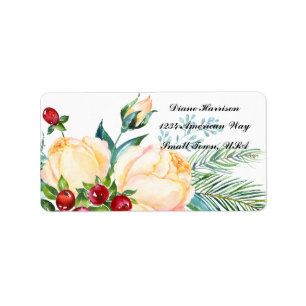 Etiqueta Rosa e Berry Watercolor Stems Wedding