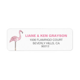 Etiqueta Rosa Flamingo Cinza Moderno Limpo