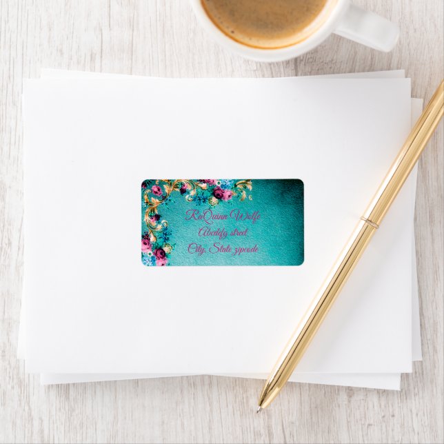 Etiqueta Rosa floral vitoriano elegante (Insitu)