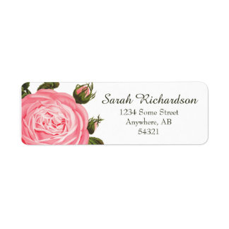 Etiqueta Rosa Formal Elegante Feminina Floral Antiquado