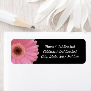 Etiqueta Rosa Gerbera Daisy em Preto Endereço de devoluç