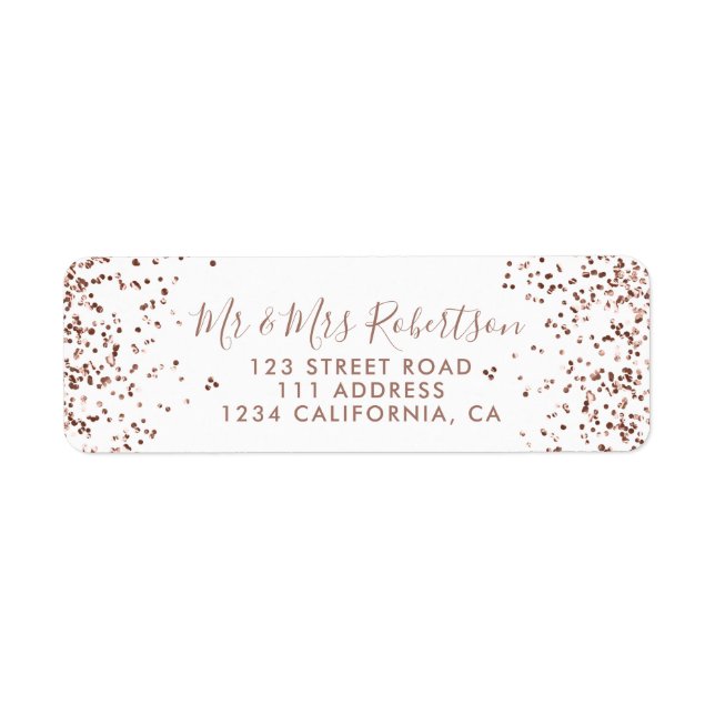 Etiqueta Rosa gold confetti White Typografia Casada (Frente)