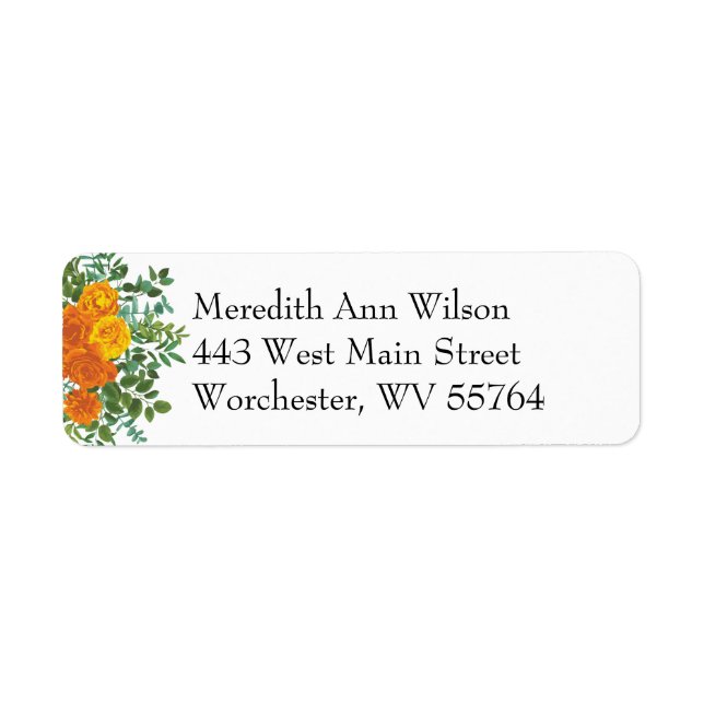 Etiqueta Rosa Laranja Casamento Elegante Belo (Frente)