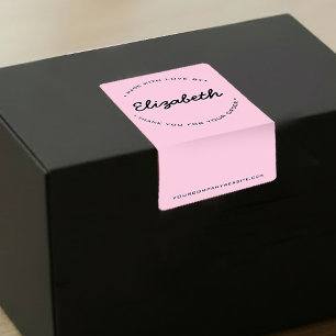 Etiqueta Rosa Minimalista Feito com amor obrigado pelo pedi