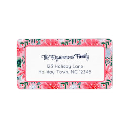 Etiqueta Rosa Préppy Floral Tropical de Natal
