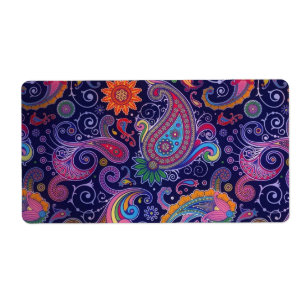 Etiqueta Rosa roxo de Paisley