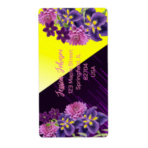 Etiqueta Rosa Roxo-Lilac Moderno Boho Trendy Floral