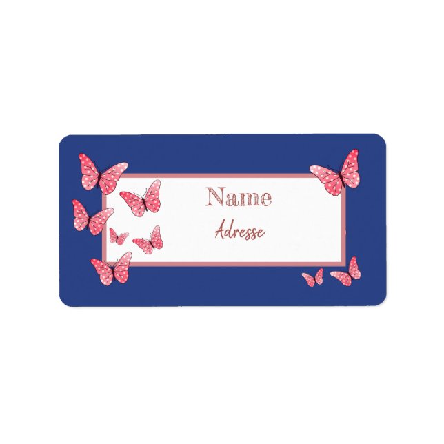 Etiqueta Rosa Schmetterlinge Adressaufkleber (Frente)