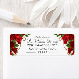 Etiqueta Rosa vermelha Charro Quinceanera Return Address