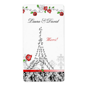 Etiqueta Rosa vermelha da torre Eiffel do Xmas Paris France