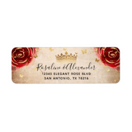 Etiqueta Rosa Vermelha Vintage Coroa de Ouro Preto Endereço