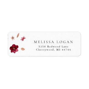 Etiqueta Rosa Vermelho e Creme Presos, design floral de Cas