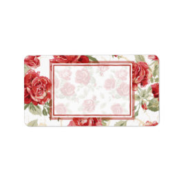 Etiqueta Rosa vermelho e estampa clássica branca