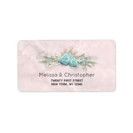 Etiqueta Rosas azuis e Buquê Floral Coroa