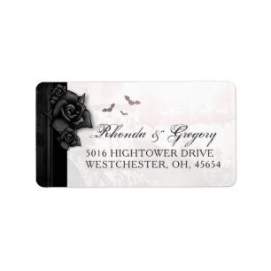 Etiqueta Rosas & bastões góticos pretos que Wedding a