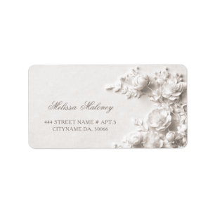 Etiqueta Rosas Brancas Flores 3D Casamento