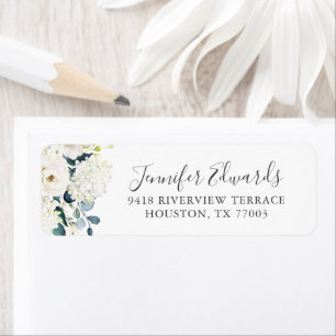 Etiqueta Rosas Brancos Elegantes e Casamento Hydrangeas