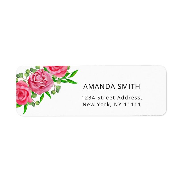 Etiqueta Rosas cor de rosa floral (Frente)