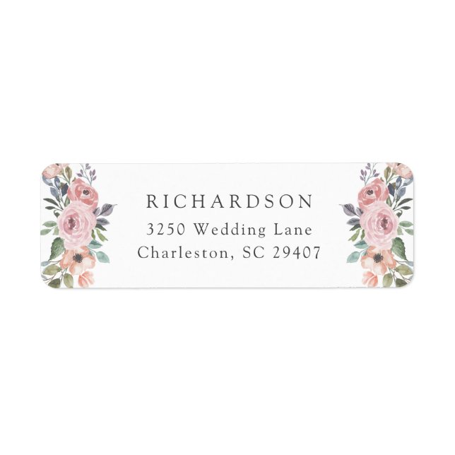 Etiqueta Rosas de aquarela sutil | Casamento romântico (Frente)