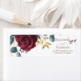 Etiqueta Rosas de Burgundy Moderno Casamento da primavera