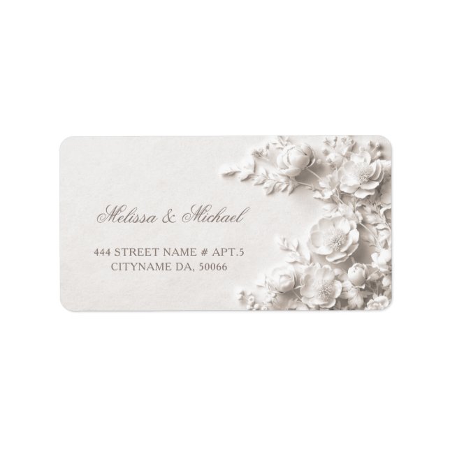 Etiqueta Rosas de Marfim Flores 3D | Casamento (Frente)