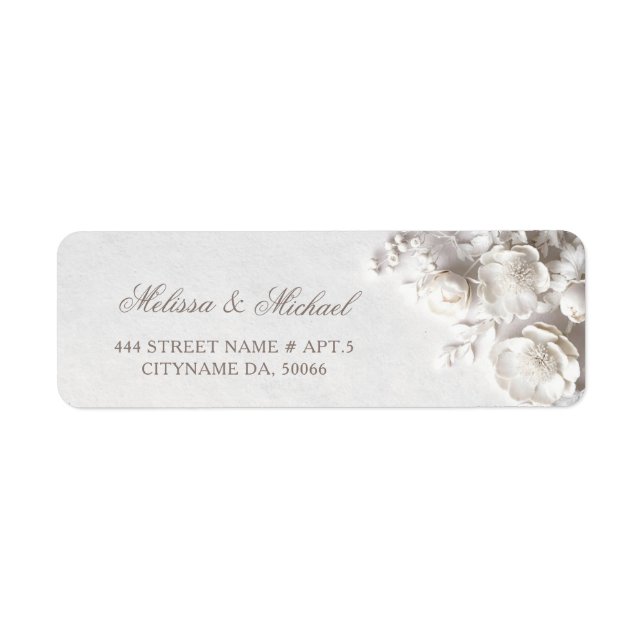 Etiqueta Rosas de Marfim Flores 3D | Casamento (Frente)