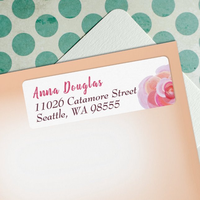 Etiqueta Rosas de Pêssego, Jardim Botânico Rosa, Springtime (peach coral orange pink rose flower return address labels graduation party invitations botanical)