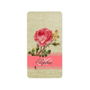 Etiqueta Rosas de vintagem elegantes monogramas