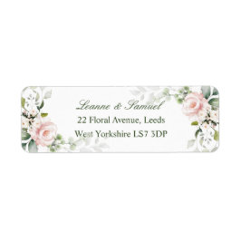 Etiqueta Rosas rosa Cor-de-rosa Endereço de retorno Folhage
