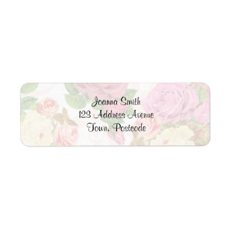 Etiqueta Rosas rosa padrão floral de vindima