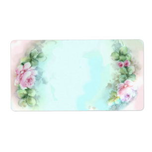 Etiqueta Rosas rosa Rótulos de Estilo Vitoriano