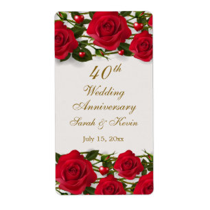 Etiqueta Rosas vermelhas & aniversário de casamento dos