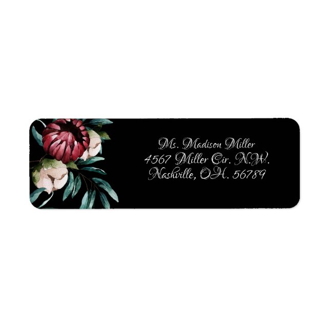 Etiqueta Rosas Vermelhas Fundo Preto Escrita Elegante (Frente)