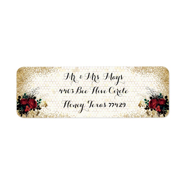 Etiqueta Rosas vermelhas góticas (Frente)