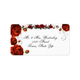 Etiqueta Rosas Vermelhas Vintage com Brilho Prateado
