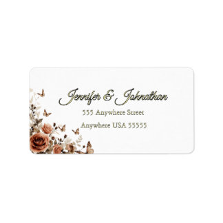 Etiqueta Rosas Vintage & Borboletas Casamento