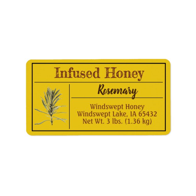 Etiqueta Rosemary Herb Infusa Honey Jar (Frente)