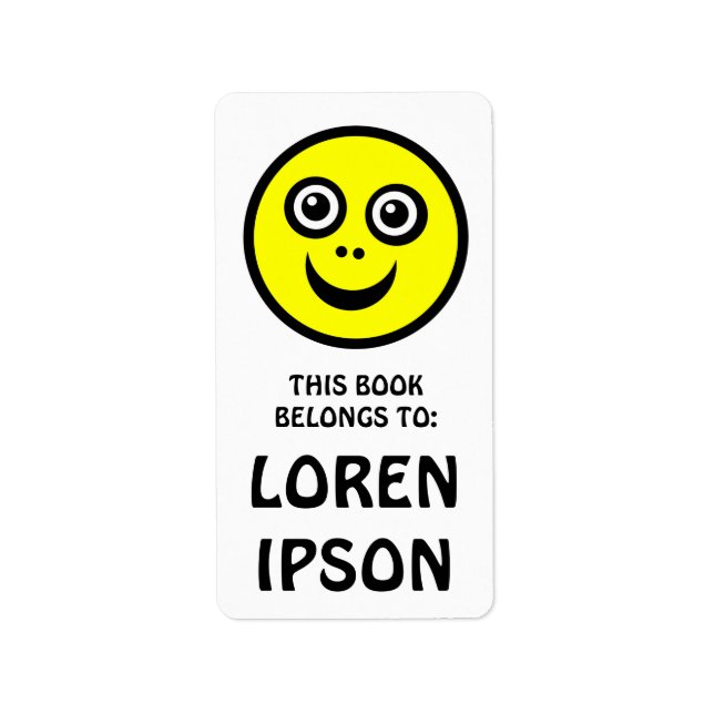 Etiqueta Rosto Engraçado - Amarelo - Placa de Livro (Frente)