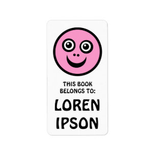 Etiqueta Rosto Engraçado - Rosa - Placa De Livro