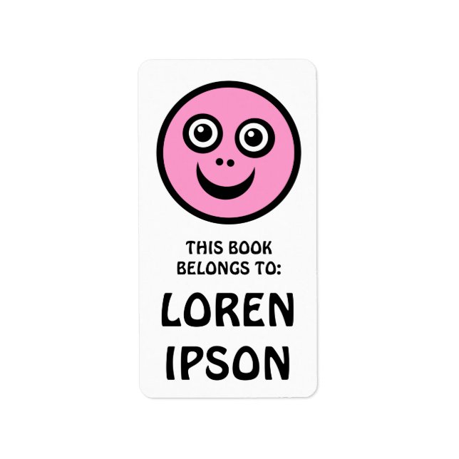 Etiqueta Rosto Engraçado - Rosa - Placa De Livro (Frente)