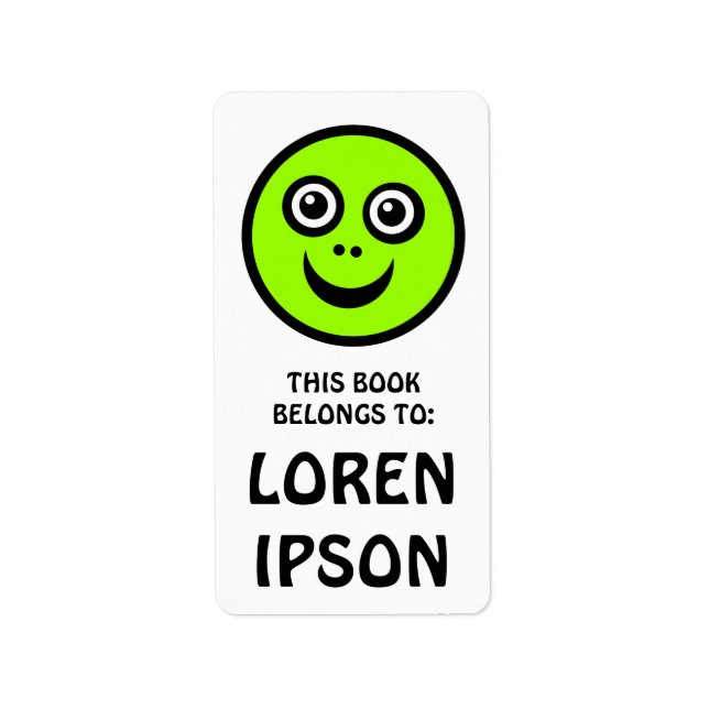 Etiqueta Rosto Engraçado - Verde - Placa de Livro (Frente)