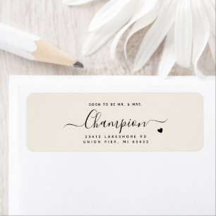 Etiqueta Roteiro Minimalista Romântico Casamento Cor Creme