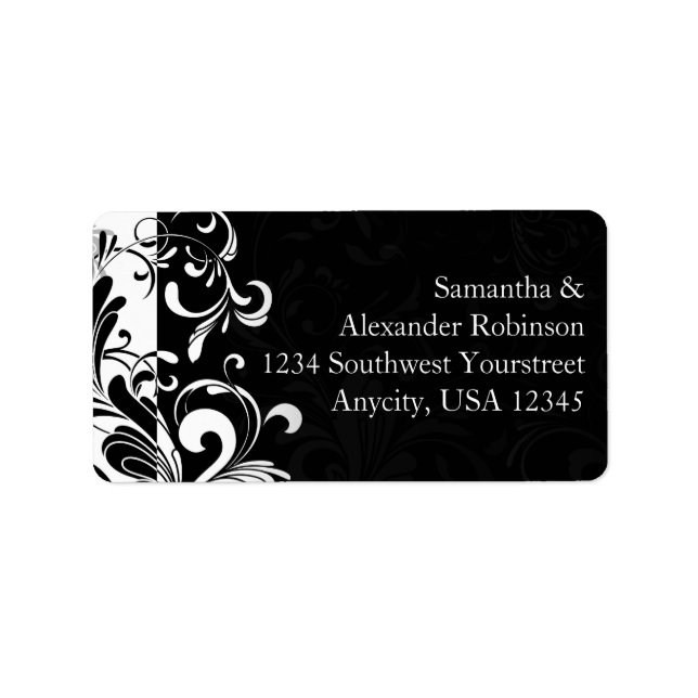 Etiqueta Roteiro preto e branco contemporâneo (Frente)