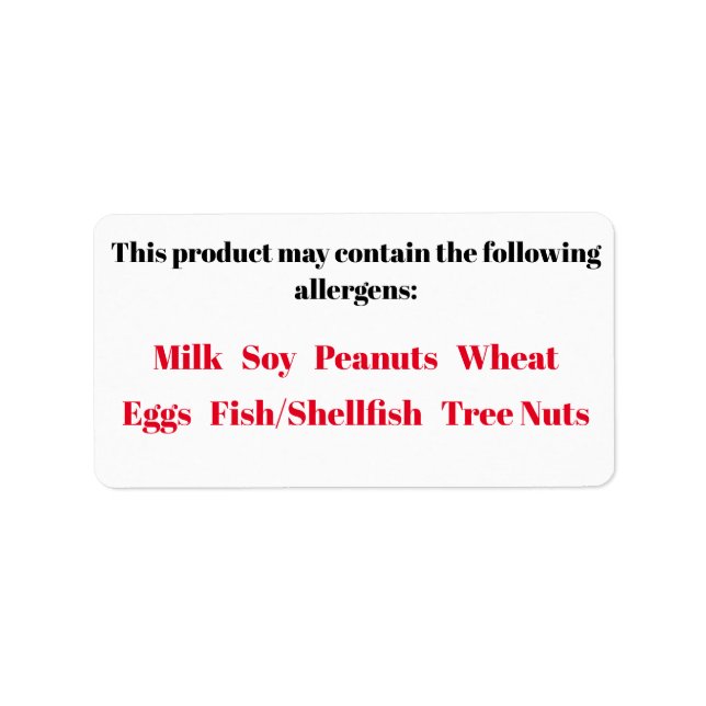 Etiqueta Rotulagem de alergia para a lei da chaleira, empre (Frente)