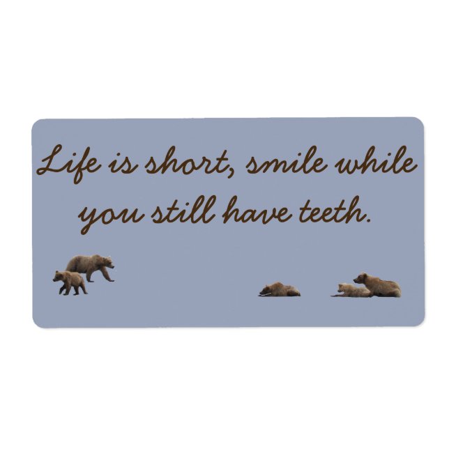 Etiqueta rotular ursos-grizzy e um ditado (Frente)