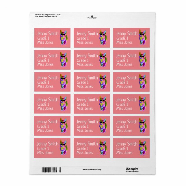 Etiqueta Rótulas de livros escolares para gatos-miúdas (Toda a folha)