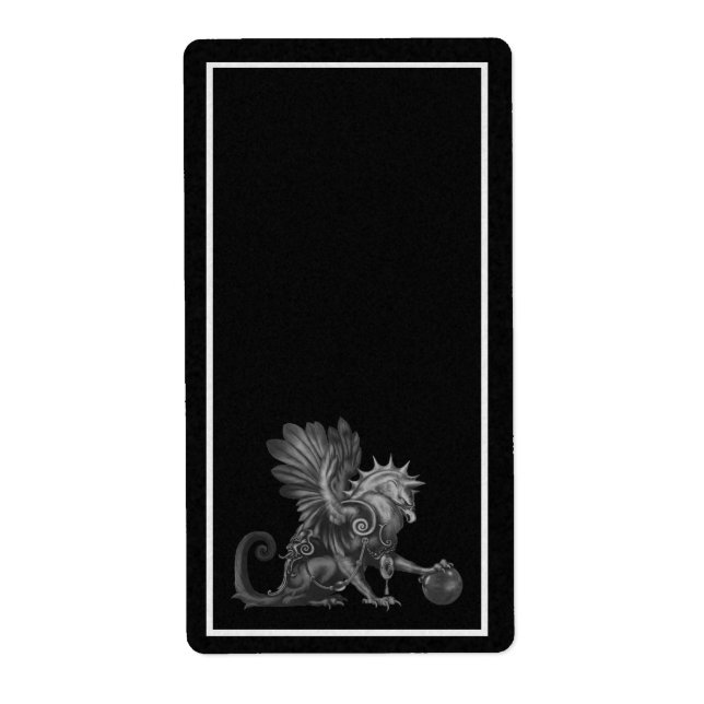 Etiqueta Rótulo Apothecary Griffon Preto (Frente)